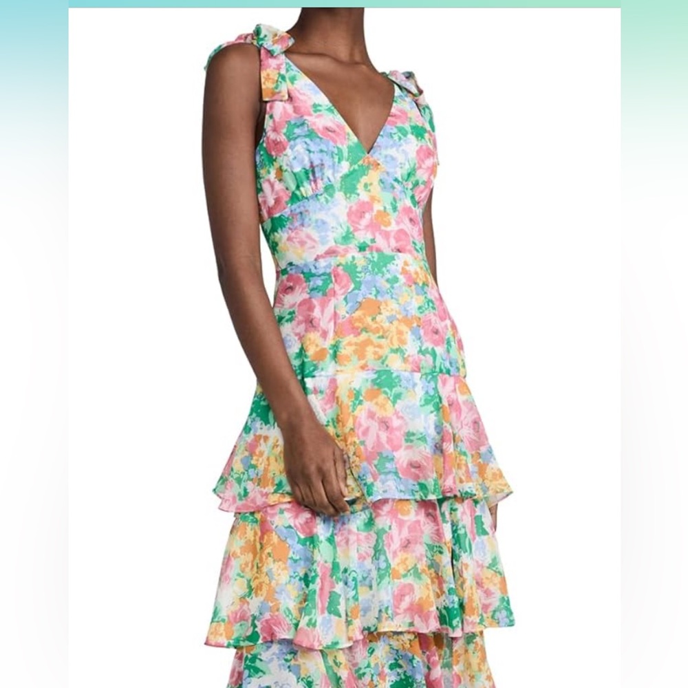 Wayf Alma tiered midi dress small watercolor floral